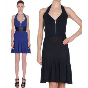McQ ALEXANDER MCQUEEN DRESS HALTER NECK W. ZIPPER KNITTED COTTON DARK BLUE 38 2